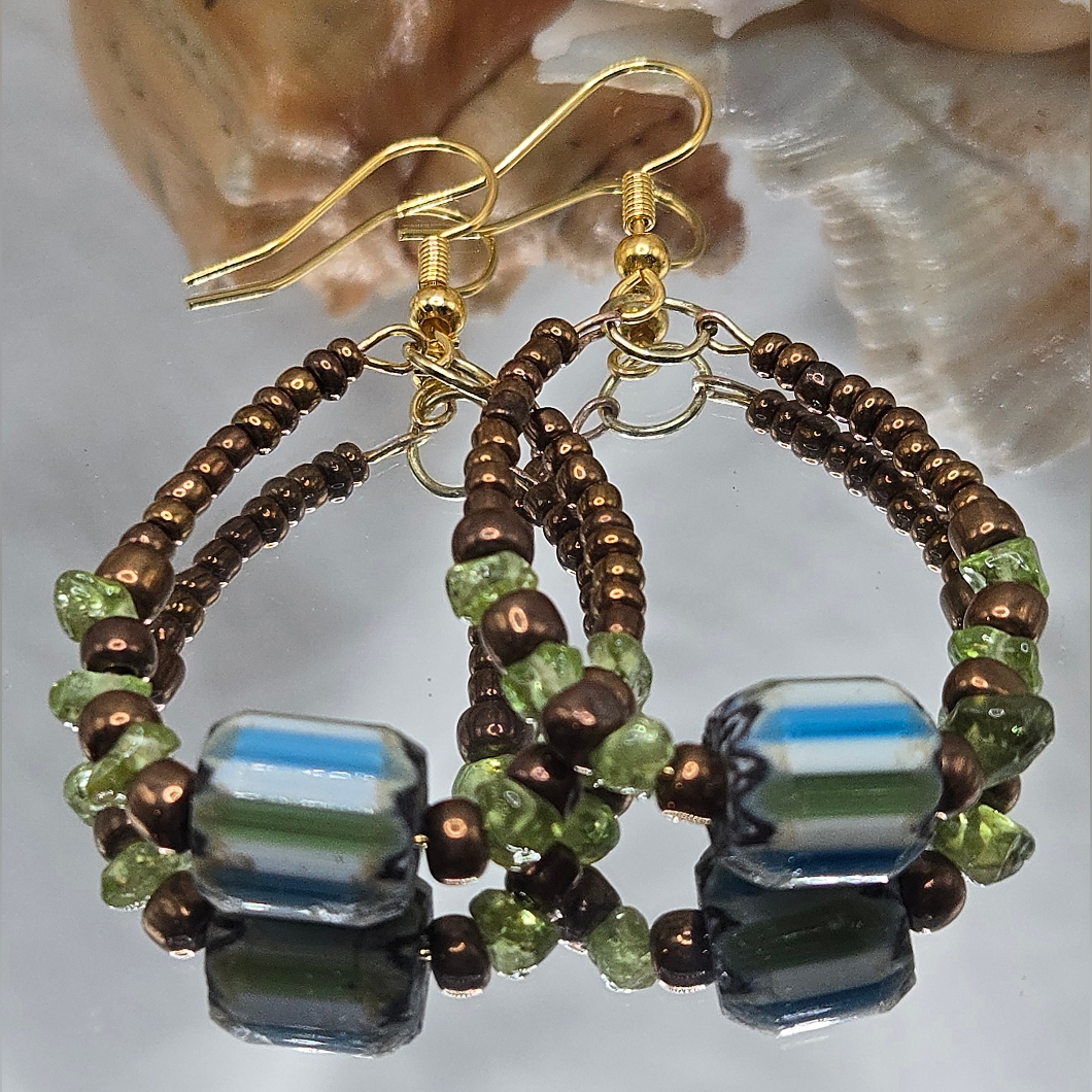 Elegant Handmade Lime Green Beaded Hoop Earrings